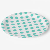 Turquoise polka dots papieren bordje (Gekanteld)