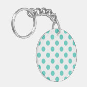 Turquoise polka dots sleutelhanger (Voorkant Links)