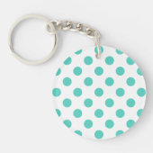 Turquoise polka dots sleutelhanger (Voorkant)