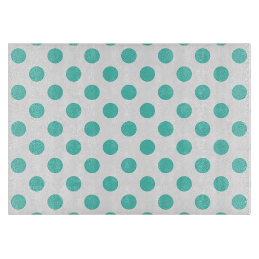 Turquoise polka dots snijplank (Voorkant)