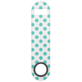 Turquoise polka dots speed flessenopener (Achterkant)
