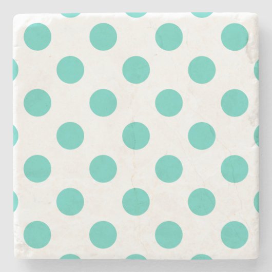 Turquoise polka dots stenen onderzetter (Voorkant)