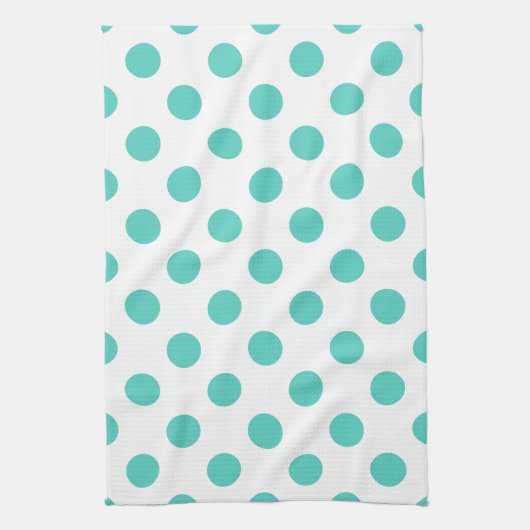 Turquoise polka dots theedoek (Verticaal)