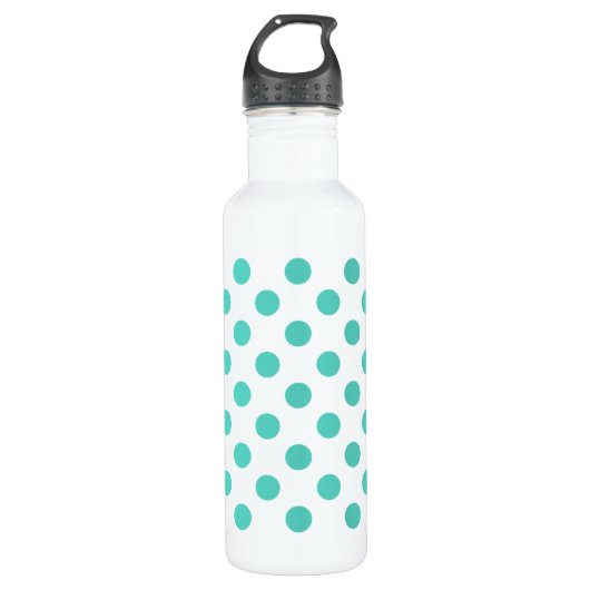 Turquoise polka dots waterfles  (Voorkant)