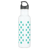 Turquoise polka dots waterfles  (Achterkant)