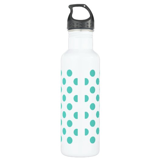 Turquoise polka dots waterfles  (Achterkant)