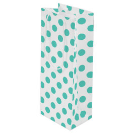 Turquoise polka dots wijn cadeautas