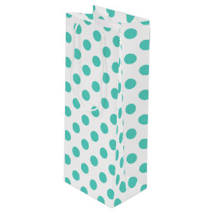 Turquoise polka dots wijn cadeautas