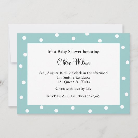  turquoise polka stippen kaart (Voorkant)