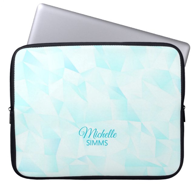 Turquoise Polygonal Pattern and Customization Laptop Sleeve (Voorkant)