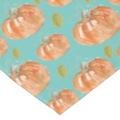 turquoise pompoenpatroon tafelkleed (Gekanteld)