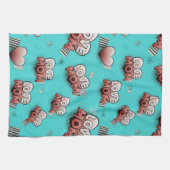 Turquoise Pop Art MOEDER Hartjes Patroon Theedoek (Horizontaal)