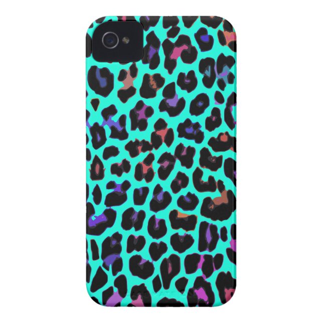 Turquoise Pop Leopard Print Case-Mate iPhone Case (Achterkant)
