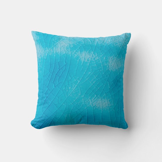 Turquoise porcelain craquelure met scheurglazuur kussen (Voorkant)