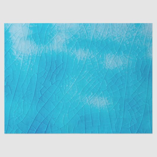 Turquoise porcelain craquelure met scheurglazuur tissuepapier (Voorkant)