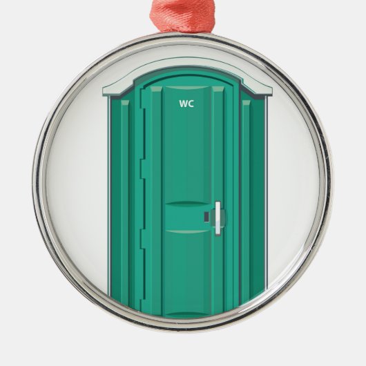 Turquoise Portable Toilet Metalen Ornament (Voorkant)