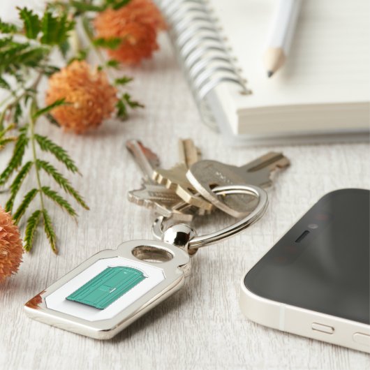 Turquoise Portable Toilet Sleutelhanger (Zijkant)