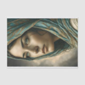 Turquoise portret decoupage tissuepapier (Voorkant)