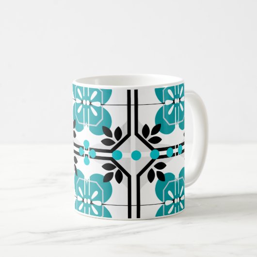 Turquoise Portugees Tegel Mozaïek Boerderij Koffiemok (Voorkant rechts)