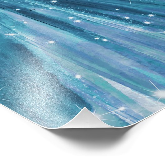 Turquoise Prinses Quinceanera Zitkaarten Foto Afdruk (Hoek)