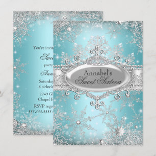 Turquoise Prinses Winter Wonderland Sweet 16 Uitno Kaart