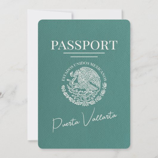 Turquoise Puerta Vallarta Passport bruiloft Kaart (Achterkant)