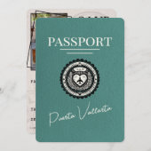 Turquoise Puerta Vallarta Passport Save The Date (Voorkant / Achterkant)
