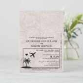 Turquoise Puerto Rico Paspoort bruiloft uitnodigin Kaart (Staand voorkant)