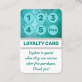 Turquoise Punch Kaarten voor Salons Spas Massage Klantenkaartje (Voorkant)