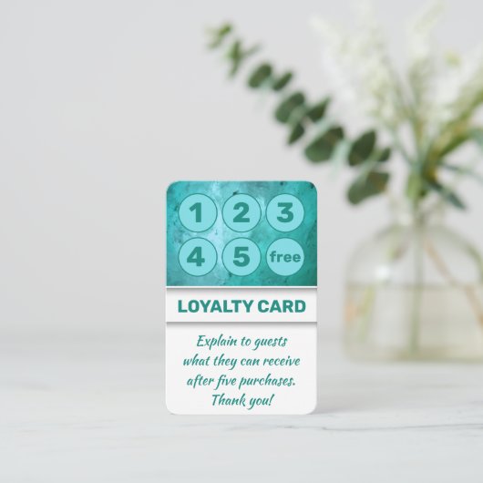 Turquoise Punch Kaarten voor Salons Spas Massage Klantenkaartje (Staand voorkant)