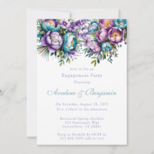 Turquoise Purple Flowers Engagement Party