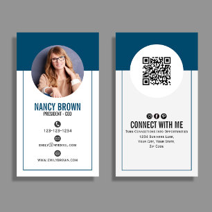 Turquoise QR Code Foto Verbind Met Mij Minimaal Visitekaartje