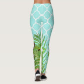 Turquoise Quartrefoil Parrot and Butterfly Leggings (Achterkant)