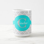 Turquoise Quatrefoil - Aangepaste koffie Mok (Center)