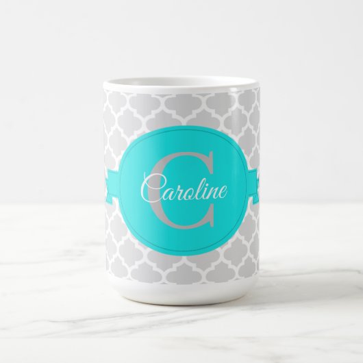 Turquoise Quatrefoil - Aangepaste koffie Mok (Center)