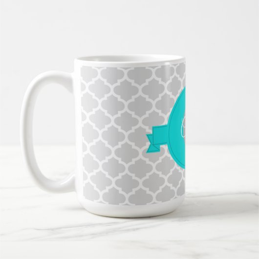 Turquoise Quatrefoil - Aangepaste koffie Mok (Links)