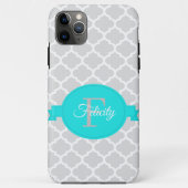 Turquoise Quatrefoil gepersonaliseerd Case-Mate iPhone Case (Achterkant)