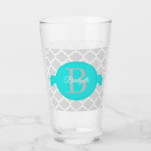 Turquoise Quatrefoil - Gepersonaliseerd glas (Achterkant)