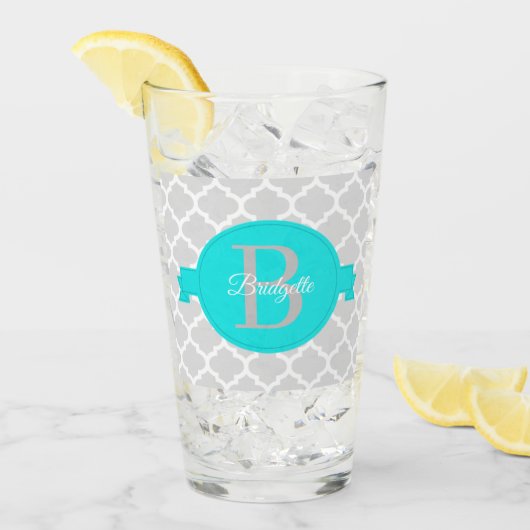 Turquoise Quatrefoil - Gepersonaliseerd glas (Voorkant ijs)
