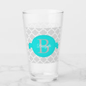 Turquoise Quatrefoil - Gepersonaliseerd glas (Voorkant)