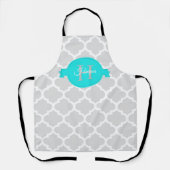 Turquoise Quatrefoil Gepersonaliseerd Schort (Voorkant)