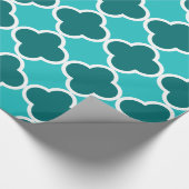 Turquoise quatrefoil patroon cadeaupapier (Hoek)
