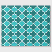 Turquoise quatrefoil patroon cadeaupapier (Vlak)