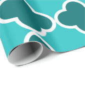 Turquoise quatrefoil patroon cadeaupapier (Rol Hoek)