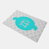 Turquoise Quatrefoil Persoonlijke Doormat Deurmat (Schuin)