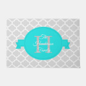 Turquoise Quatrefoil Persoonlijke Doormat Deurmat (Voorkant)