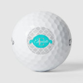 Turquoise Quatrefoil Persoonlijke Golf Balls Golfballen (Voorkant)