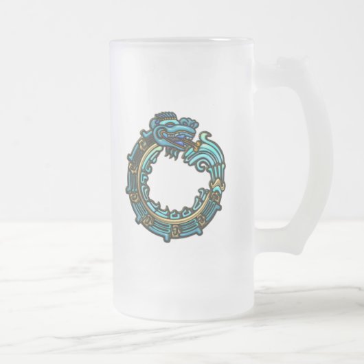 Turquoise Quetzalcoatl Matglas Bierpul (Rechts)