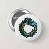 Turquoise Quetzalcoatl Ronde Button 5,7 Cm (Voorkant /achterkant)