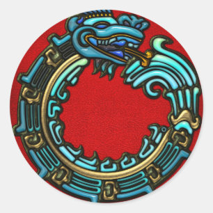 Turquoise Quetzalcoatl Ronde Sticker